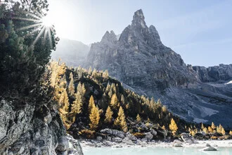 Photo art by Eva Stadler: Lake Lago di Sorapiss with Dito di Dio peak in the background