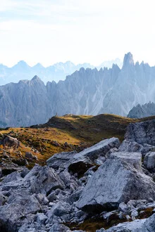 Fotokunst von Eva Stadler: Blick auf die beeindruckenden Drei Zinnen in den Dolomiten