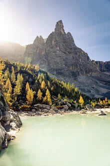 Photo art by Eva Stadler: Lago di Sorapiss with Dito di Dio in the background