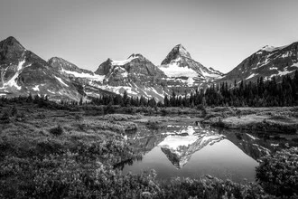 Photo art by Christoph Schaarschmidt: calm mountain landscape with reflection in water
