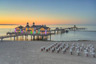 Photo art by Michael Valjak: Sellin pier at dusk with soft light reflections