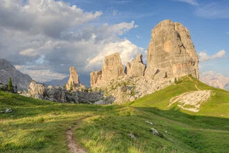 Photo art by Michael Valjak: Cinque Torri in the Dolomites at dusk