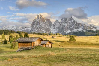 Photo art by Michael Valjak: Alpe di Siusi in the warm light of dusk.