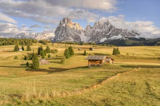 Photo art by Michael Valjak: Autumn landscape on the Seiser Alm with gentle hills.