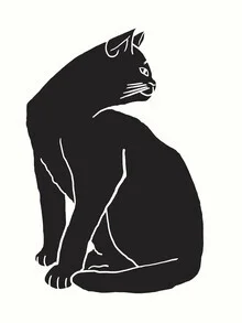 Wall art by Ania Więcław: minimalistic illustration of a black cat