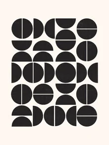 Abstract illustration in black and white with geometric shapes