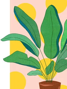Wall art featuring botanical plants in soft pastel tones and a cheerful mood.