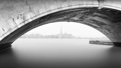 Photo art by Ronny Behnert: calm bridge over misty canal in Venice