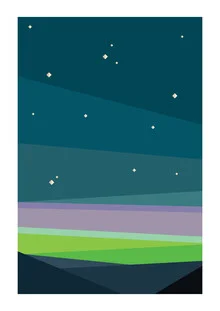 Wall art by Frankie Kerr-Dineen: gentle depiction of the Northern Lights in vibrant colors