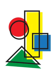 Wall art by Frankie Kerr-Dineen: abstract shapes in vibrant colors