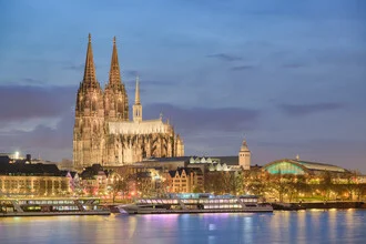 Photo art by Michael Valjak: Cologne Cathedral and central station at dusk