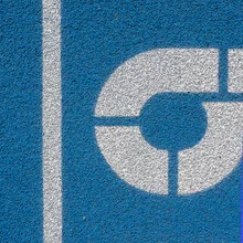 Photo art by Klaus Lenzen: abstract representation of track and field on a colorful background