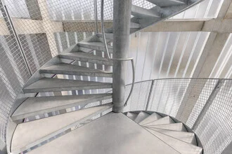 Photo art by Roswitha Schleicher-Schwarz: spiral staircase with wood and metal elements