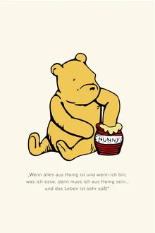 Illustration by Vintage Collection: Winnie Pooh in soft beige tones with a gentle message.