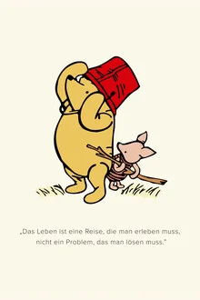 Illustration von Vintage Collection: Pu der Bär auf einer Reise, sanfte Farben und freundliche Stimmung.