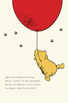 Illustration by Vintage Collection: Winnie Pooh with a balloon and honey.