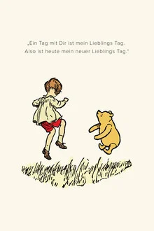 Wall art by Vintage Collection: playful illustration of Winnie Pooh in soft beige tones