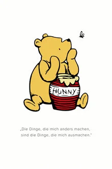 Illustration by Vintage Collection: cute Winnie the Pooh with a thoughtful message.