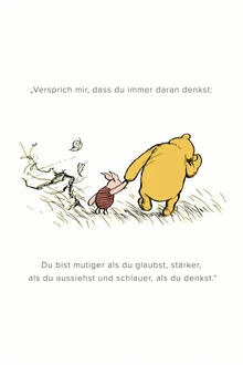 Wandbild von Vintage Collection: Illustration von Pu der Bär mit ruhigem Zitat über Mut.