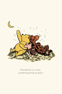 Illustration by Vintage Collection: Winnie the Pooh with a quote about friendship in soft beige tones