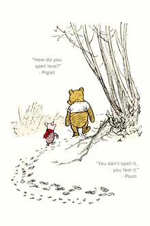 Illustration by Vintage Collection: Winnie the Pooh with a saying about love