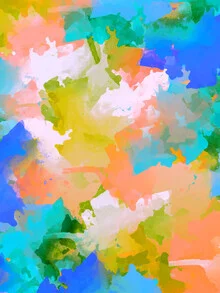 Abstract watercolor painting in soft pastel tones with a bohemian style.
