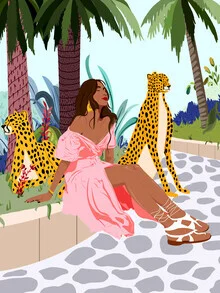 Wall art by Uma Gokhale: stylized depiction of a cheetah in the jungle.