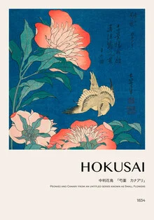 Wall art by Art Classics: a simple depiction of peonies and a canary