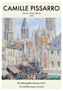 Illustration von Camille Pissarro: belebte Einkaufstraße in Rouen