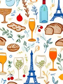 Wall art by Uma Gokhale: playful illustration featuring Parisian elements