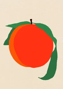 Illustration of a peach with vibrant colors and a friendly, minimalist style.