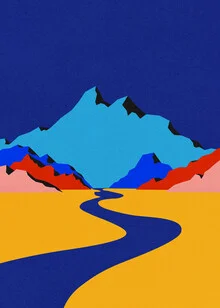 Wall art by Rosi Feist: stylized depiction of the Rocky Mountains in soft colors