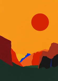 Illustration by Rosi Feist: stylized depiction of Yosemite Valley