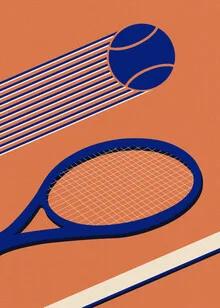 Wall art featuring a retro tennis design in vibrant colors by Rosi Feist.