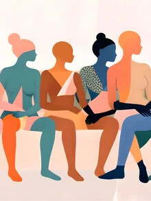 Illustration by Uma Gokhale: abstract representation of human relationships in soft pastel colors