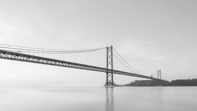 Photo art: Ponte 25 de Abril bridge over the Tejo in Lisbon at sunset.