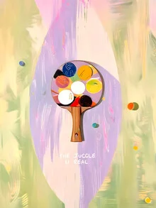 Wall art by Uma Gokhale: vibrant illustration of a busy lifestyle