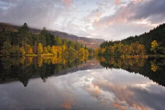 Photo art by Rolf Schnepp: serene morning atmosphere in Glencoe with water and clouds