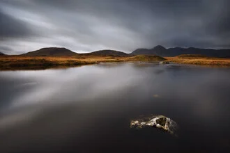 Photo art by Rolf Schnepp: autumn landscape with a calm lake in the Highlands