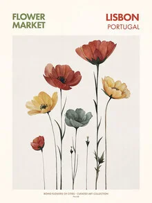 Wall art by The Artcircle: colorful flower market in Lisbon with a cheerful atmosphere