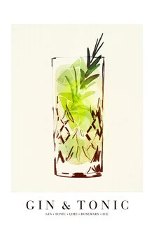 Wall art by Ekaterina Koroleva: vibrant illustration of a refreshing gin & tonic