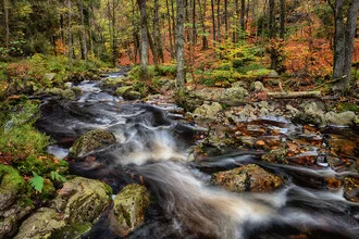 Photo art by Rolf Schnepp: autumn landscape by the river in the Ardennes