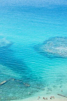 Photo art: People enjoying the beach at the azure Sicilian coast.