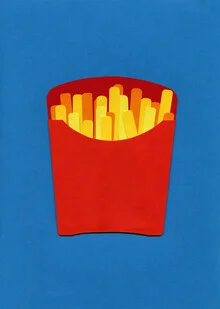 Wall art: playful illustration of French fries on a colorful background