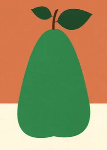 Wall art by Rosi Feist: paper cut out of a pear in soft colors