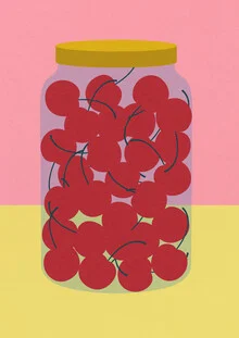 Illustration by Rosi Feist: stylized shadow cherries in soft colors