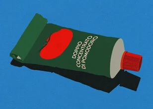 Illustration by Rosi Feist: cheerful tomato paste tube against a light background