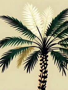 Wall art by Uma Gokhale: gentle depiction of plants and palm trees in pastel colors
