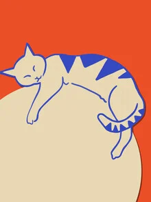 Wall art by Uma Gokhale: playful illustration of a red kitten saving the world.