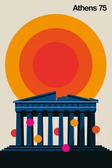 Wall art by Bo Lundberg: stylized illustration of Athens in vintage style